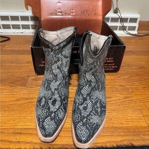 Freebird Black Snakeskin Ankle Boots